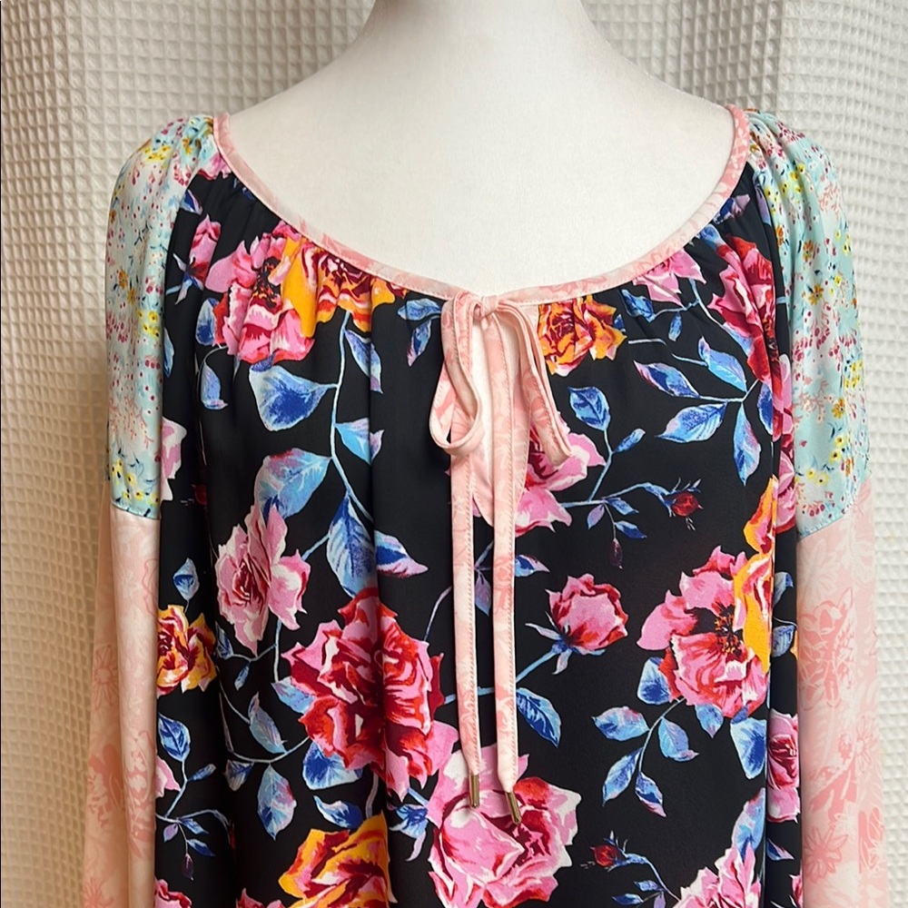 The Pioneer Woman Black, Pink and Blue floral long sleeve top